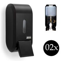 Kit 2 saboneteira porta sabão Dispenser álcool gel sabonete líquido Urban reservatório preta - Premisse Urban Compacto