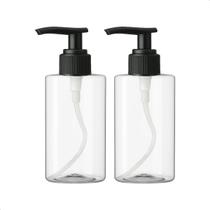 Kit 2 Saboneteira Pump Preta Refil Frasco 300ml Creme Shampoo Sabão Liquido Sabonete