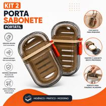 Kit 2 Saboneteiras Com Trava Bandeja Viagem Banheiro Bolsa Ideal para Viagens, Tampa de Vedação Kit 2 Saboneteiras Com Trava Bandeja Viagem Banheiro Bolsa Ideal para Viagens, Tampa de Vedação