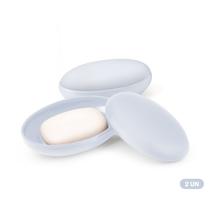 Kit 2 Saboneteiras Ovais com Tampa Plásticas Portáteis Viagem Banheiro Pia Resistentes Compactas Kit 2 Saboneteiras Ovais com Tampa Plásticas Portáteis Viagem Banheiro Pia Resistentes Compactas