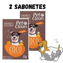 KIT 2 Sabonetes Glicerina Coco em Barra para Cachorros e Gatos Pet Clean 80g Extrato de Cupuaçu e Óleo de coco