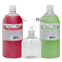 Kit - 2 sabonetes líquidos de 1 litro + 1un frasco pet 500 ml com válvula sabonete Kit - 2 sabonetes líquidos de 1 litro + 1un frasco pet 500 ml com válvula sabonete