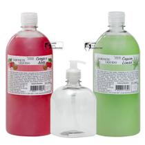 Kit - 2 sabonetes líquidos de 1 litro + 1un frasco pet 500 ml com válvula sabonete - Yantra e Wilson Packs