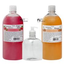 Kit - 2 sabonetes líquidos de 1 litro + 1un frasco pet 500 ml com válvula sabonete