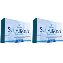 Kit 2 Sabonetes Sulfuroso, Enxofre 10%, Antiacne, Cravos e Espinha, em Barra Arte Nativa - 90g cada