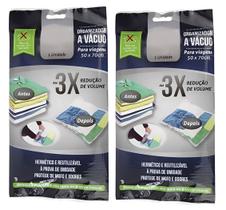 Kit 2 Saco a Vácuo para Cobertor Roupas Toalhas Travesseiros 50x70cm Kit 2 Saco a Vácuo para Cobertor Roupas Toalhas Travesseiros 50x70cm