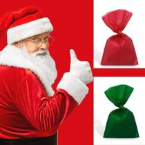 Kit 2 Saco Grande P/Presente Natal TNT 70x1,00cm C/ Cordão Náutico (1 Vermelho + 1 Verde)