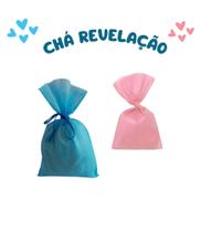 Kit 2 Saco Grande P/Presentes Chá Revelação TNT 70x1,00cm C/ Cordão Náutico (1 Rosa + Azul)