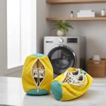 Kit 2 Saco Protetor para Tênis na Máquina Zíper Malha Respirável Sapatos Protetor Reutilizável Bolsa de Lavagem Máquina Roupas Calçados Prático