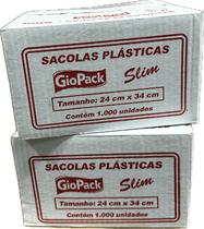 Kit 2 sacola plástica branca 24x34 c/ 1000 un - virgem slim
