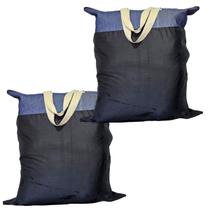 Kit 2 Sacolão Jeans Grosso Em Retalhos Reforçado 93x85