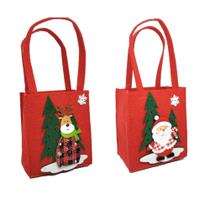 Kit 2 Sacolas com Alça Feltro Decorado Natal Papai Noel e Rena 30cm - Master Christmas
