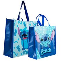 Kit 2 Sacolas Feira Reutilizável Azul Stitch - Disney