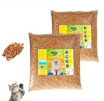 Kit 2 Sacos 5kg Granulado Higiênico Madeira gatos Kitty Cat