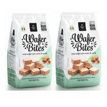 Kit 2 sacos biscoito italiano mini wafer bites creme de avelã 400g crocante e recheio cremoso
