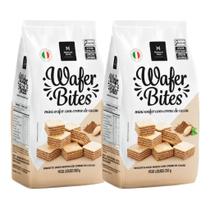 Kit 2 sacos biscoito italiano mini wafer bites creme de cacau 250g crocante e recheio cremoso
