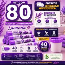 Kit 2 Sacos de Lixo Perfumado Lavanda 10L 80 Un ideal para cozinhas, banheiros e clinicas