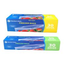 Kit 2 Sacos Freezer Bags Fecho Duplo 30un Médio 30un Pequeno - Members Mark