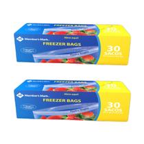 Kit 2 Sacos Para Freezer Bags Fecho Duplo 60un Pequeno - Members Mark