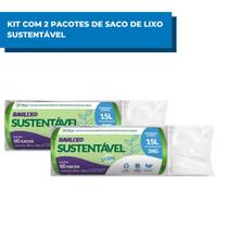 Kit 2 Sacos Para Lixo Sustentável 15 Litros com 60 sacos cada