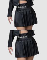KIT 2 SAIA COURO PLISSADA - 2Preto - G