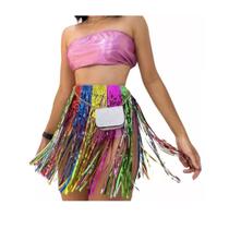 Kit 2 Saia Metalizada Franja Metálica Carnaval Bloquinho Fantasia