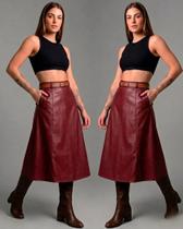 Kit 2 Saia Midi material sintético Gode Western Couro Cintura Alta 333