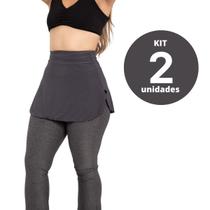 Kit 2 Saia Tapa Bumbum Feminino Preto Branco Cinza P/ Treino - Dbellus