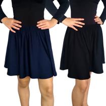 Kit 2 Saias Femininas Godê Elástico Lisa Cores Sortidas Suplex Pp ao Plus Size