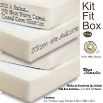 Kit 2 Saias Para Cama Box Casal Malha Algodão Fit Box