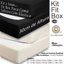 Kit 2 Saias Para Cama Box Solteiro Malha Algodão Fit Box