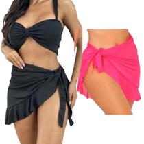 Kit 2 Saida Pareô Curta Saída Praia Envelope Babado Tendência