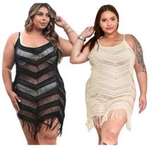 Kit 2 Saídas de Praia Vestido Banho e Piscina Tricot Plus Size