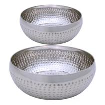 Kit 2 Saladeiras Tigela Bowl Inox Martelado 18 e 25cm