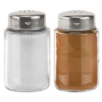 Kit 2 Saleiro Para Sal Ou Pimenteiro Pimenta Vidro Tampa Inox Euro