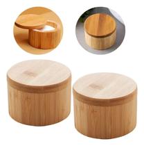 Kit 2 Saleiros Porta Tempero Bambu Com Tampa Giratótria Pote De Mesa Luxo Lyor Kit 2 Saleiros Porta Tempero Bambu Com Tampa Giratótria Pote De Mesa Luxo Lyor