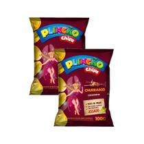 Kit 2 Salgadinho de Milho Plincão Chips Sabor Churrasco Conchinha 100g