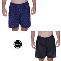 Kit 2 Samba Canção Estampada -c4 KIT 2 SAMBA CANÇÃO PRETO MARINHO