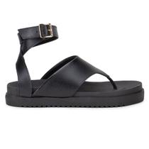Kit 2 Sandália Feminina Luxo Flat Tiras Chinelo Plataforma Confortável Da Moda Preto e Branco
