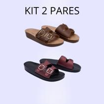Kit 2 Sandalia Feminina Ortopédica Confortavel Papete Macia Leve
