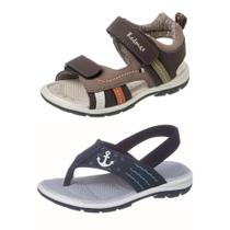 Kit 2 Sandália Infantil Menino Chinelo Elástico Calce Fácil Palmilha Confort Macia Escolar