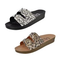 Kit 2 Sandália Ortopédica Feminina Anatômica Animal Print