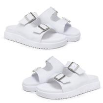 Kit 2 Sandália Papete Feminina com Ajuste em Fivelas Ultra Confort