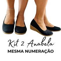Kit 2 Sandália Sapato Salto Feminino Anabela Macio Confortável Casual Scarpin Espadrile Leve