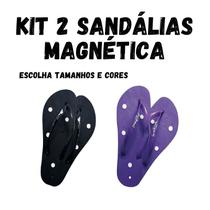 Kit 2 Sandálias Magnéticas Infravermelho Esporão Má Circulação Tira dor Preto / Lilás - 39/40