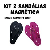 Kit 2 Sandálias Magnéticas Infravermelho Esporão Má Circulação Tira dor Preto / Rosa - 37/38