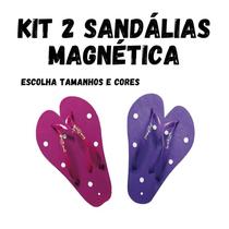 Kit 2 Sandálias Magnéticas Infravermelho Esporão Má Circulação Tira dor Rosa / Lilás - 35/36