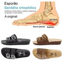 Kit 2 Sandálias Ortopédicas Femininas WebeFlex Preto/Café 2 Fivelas para Esporão Fascite Plantar Dores na Coluna