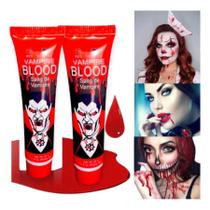 Kit 2 Sangue Artificial Falso Halloween Maquiagem Zumbi Make