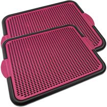 Kit 2 Sanitário Canino Higiênico Toalete Pipi Dog Xixi Educador Tapete Plástico Rosa